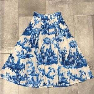 Zara Blue and White A-Line Skirt